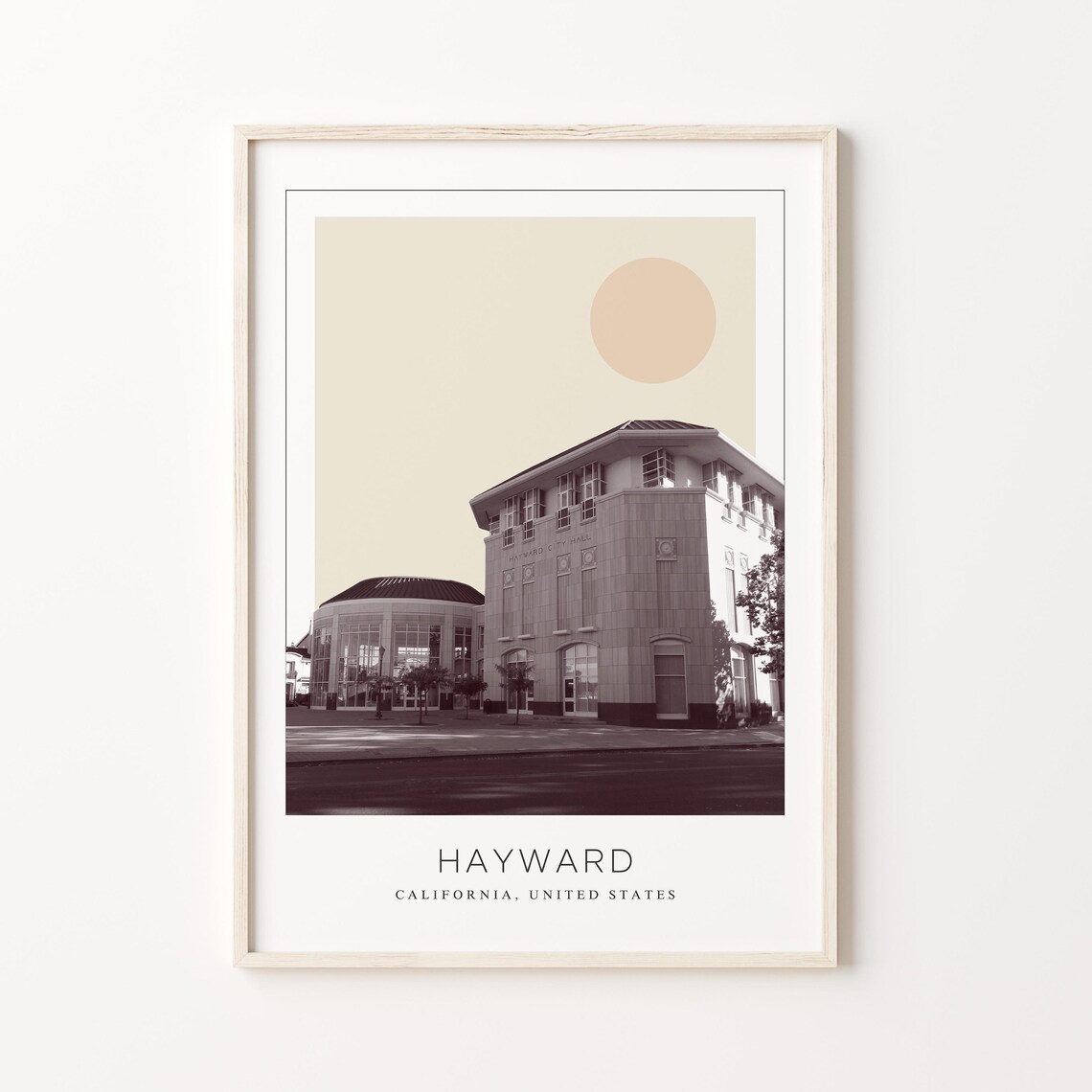 Hayward City Hall Building Minimalist California Travel City Poster