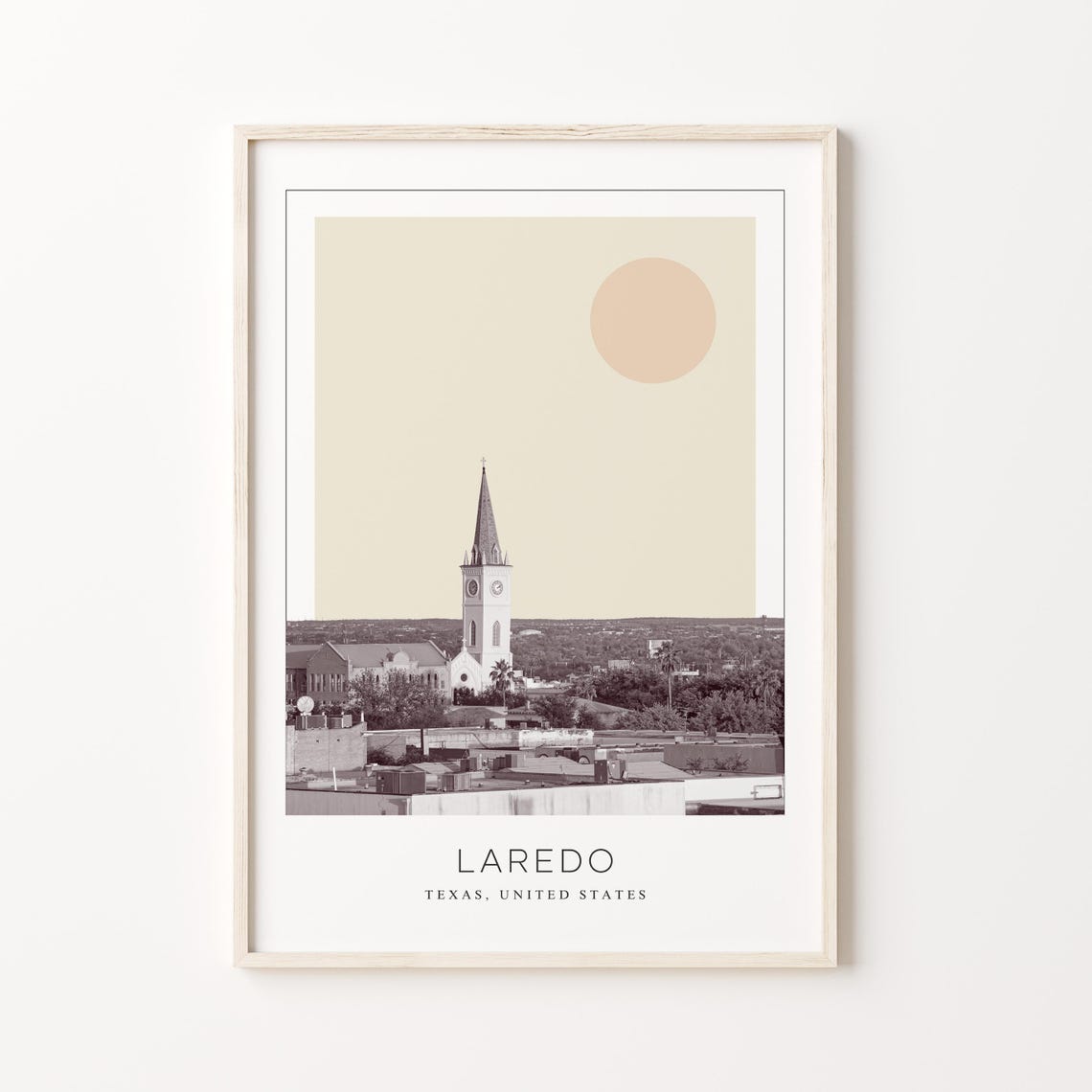 Laredo Texas Historic Church Spire Old Town Minimalist Travel Poster