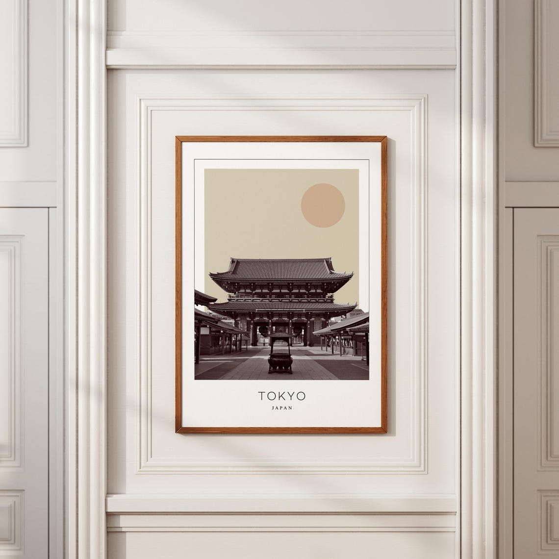 Tokyo Japan Sensoji Temple Gate Beige Sun Minimalist Travel Poster - Image 2