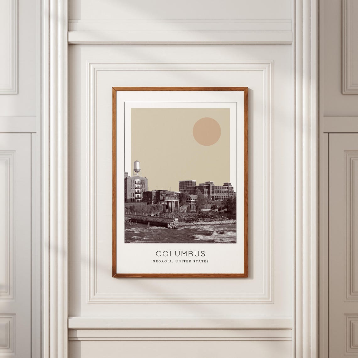 Columbus Georgia Riverfront Rapids Water Minimalist Travel Poster - Image 2