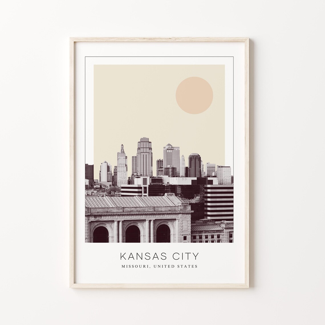 Kansas City Missouri Union Station Skyline Minimalist Travel Poster