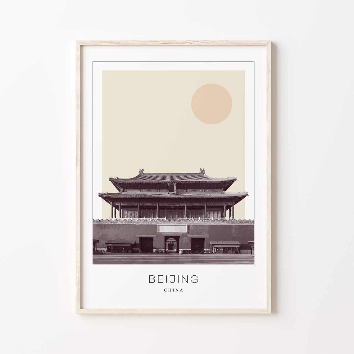 Beijing China Forbidden City Palace Gate Minimalist Travel Poster