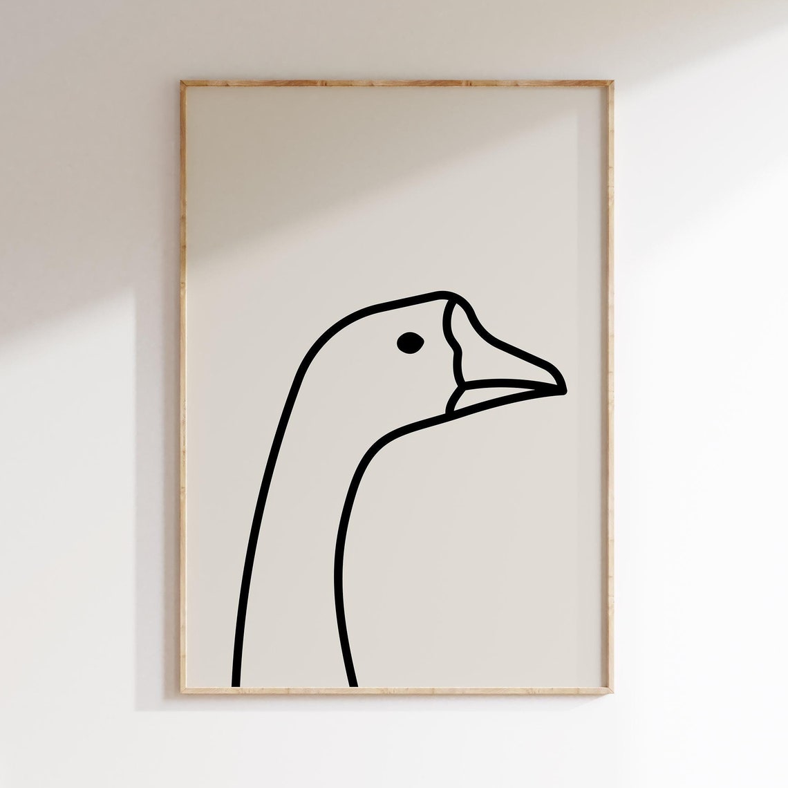 Goose Head Minimalist Black Line Drawing Animal Portrait Poster