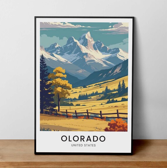Colorado Rocky Mountains Snowy Peaks Golden Autumn Valley Poster
