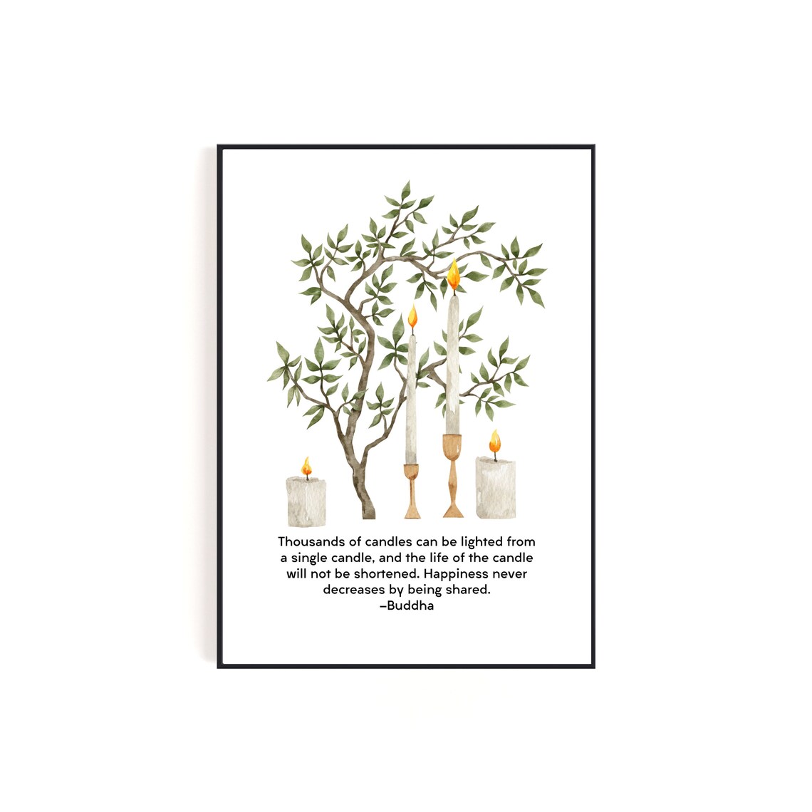 Buddha Quote on Spreading Hope and Happiness, Watercolor