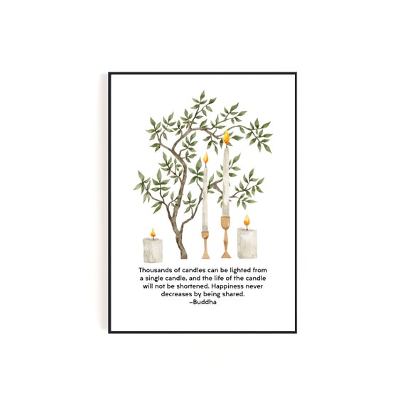 Buddha Quote on Spreading Hope and Happiness, Watercolor