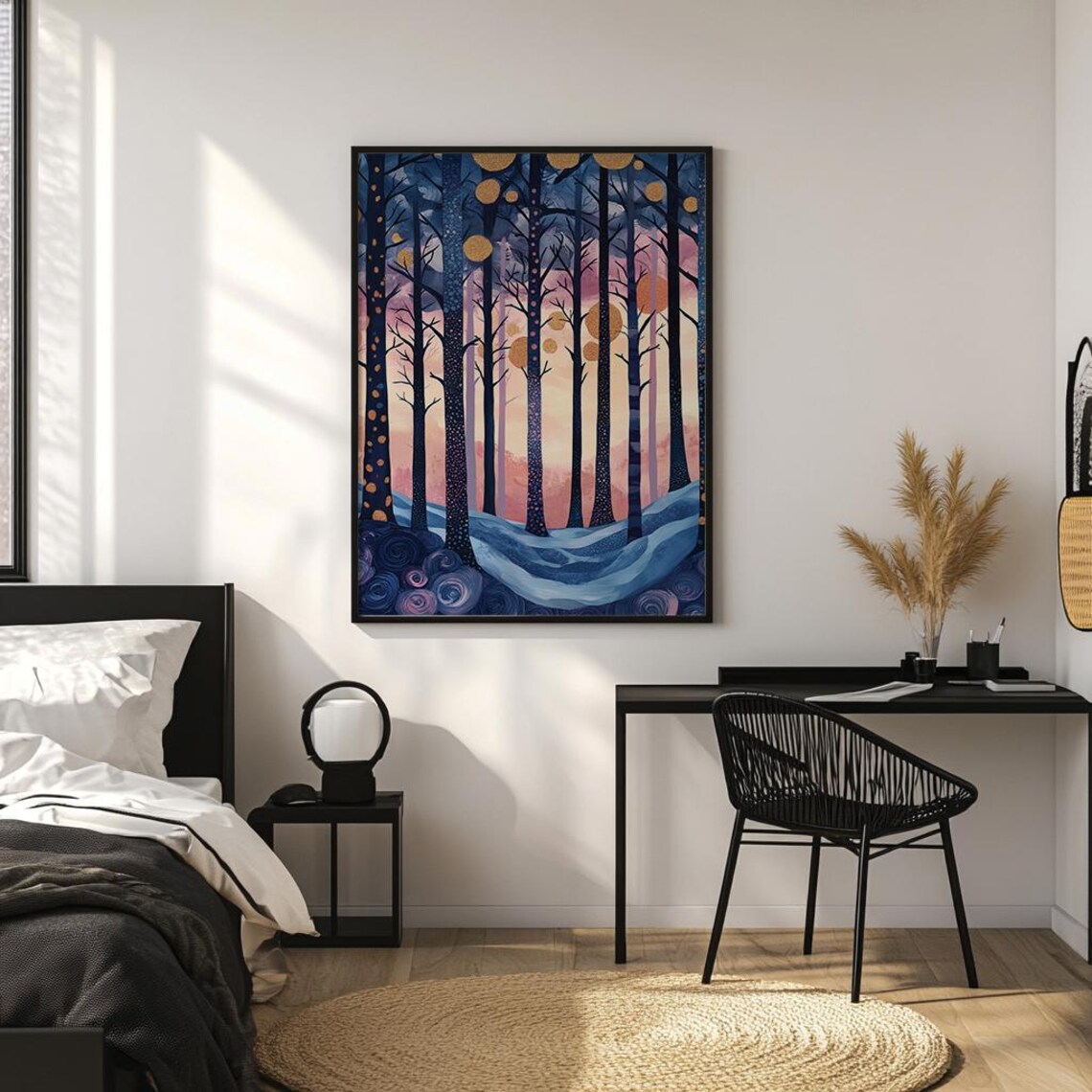 Yayoi Kusama Inspired Moonlit Forest, Japanese Landscape - Image 2