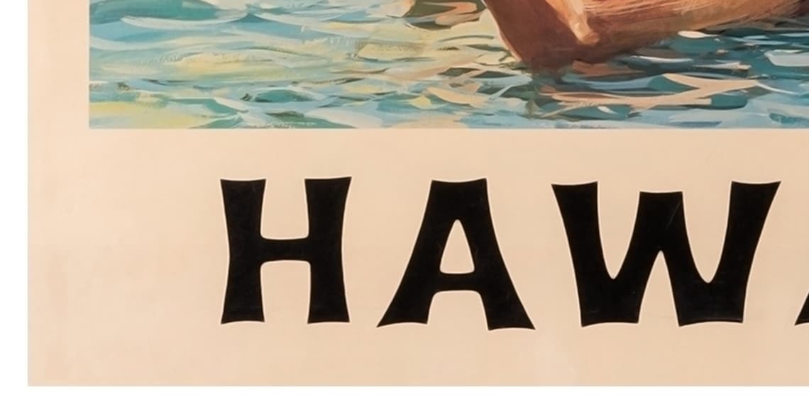 Hawaii Vintage Surfer Travel Poster Big Wave Surfing Aloha Art - Image 2
