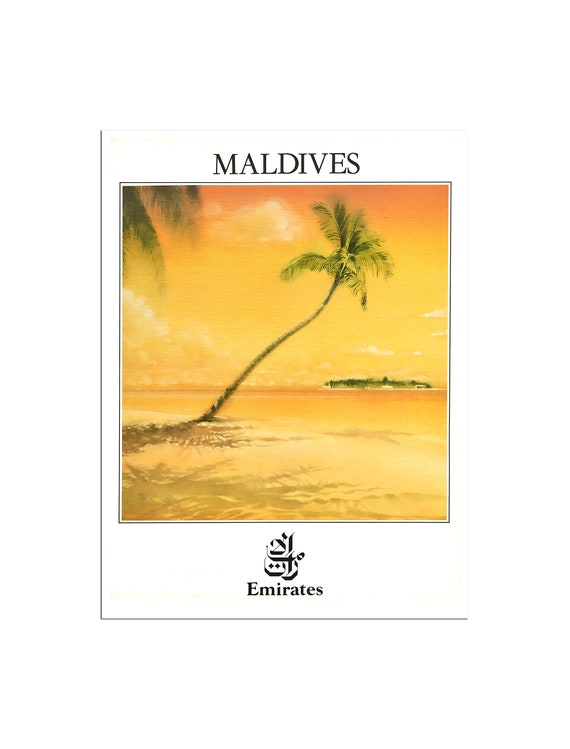 Maldives Travel Poster, Beach Decor Art Print