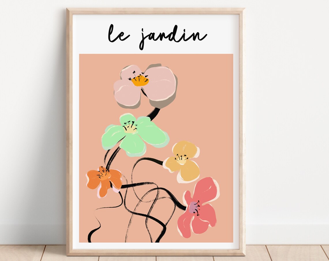 Le Jardin Abstract Pastel Wildflowers French Garden Art Poster