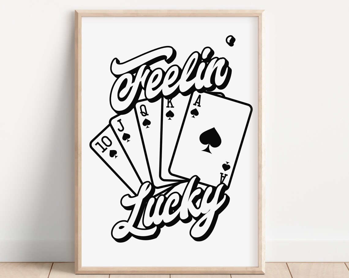 Feelin Lucky Royal Flush Spades Poker Cards Retro Game Room Poster