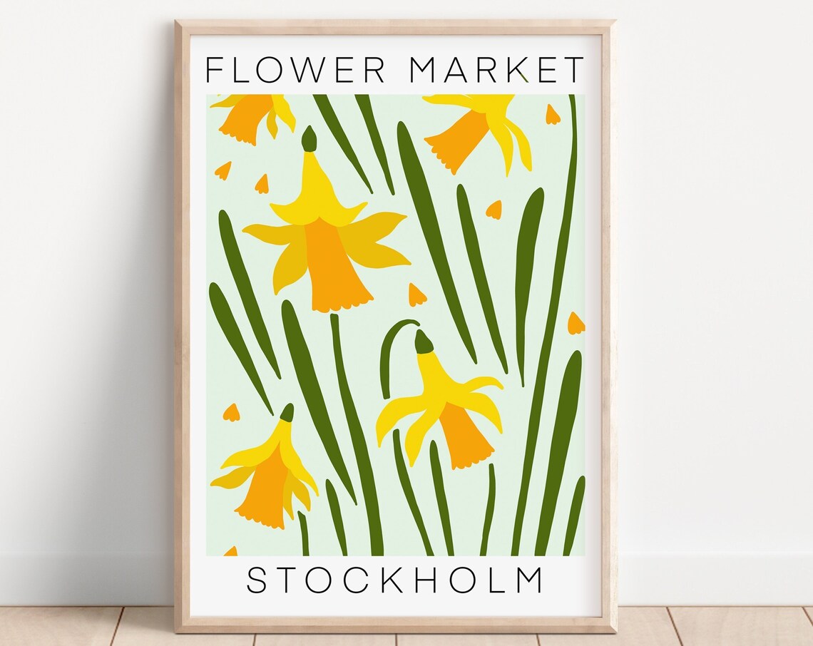 Stockholm Flower Market Retro Floral Poster