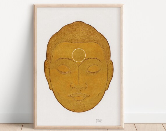 Vintage Buddha Print, Minimalist Spiritual Decor