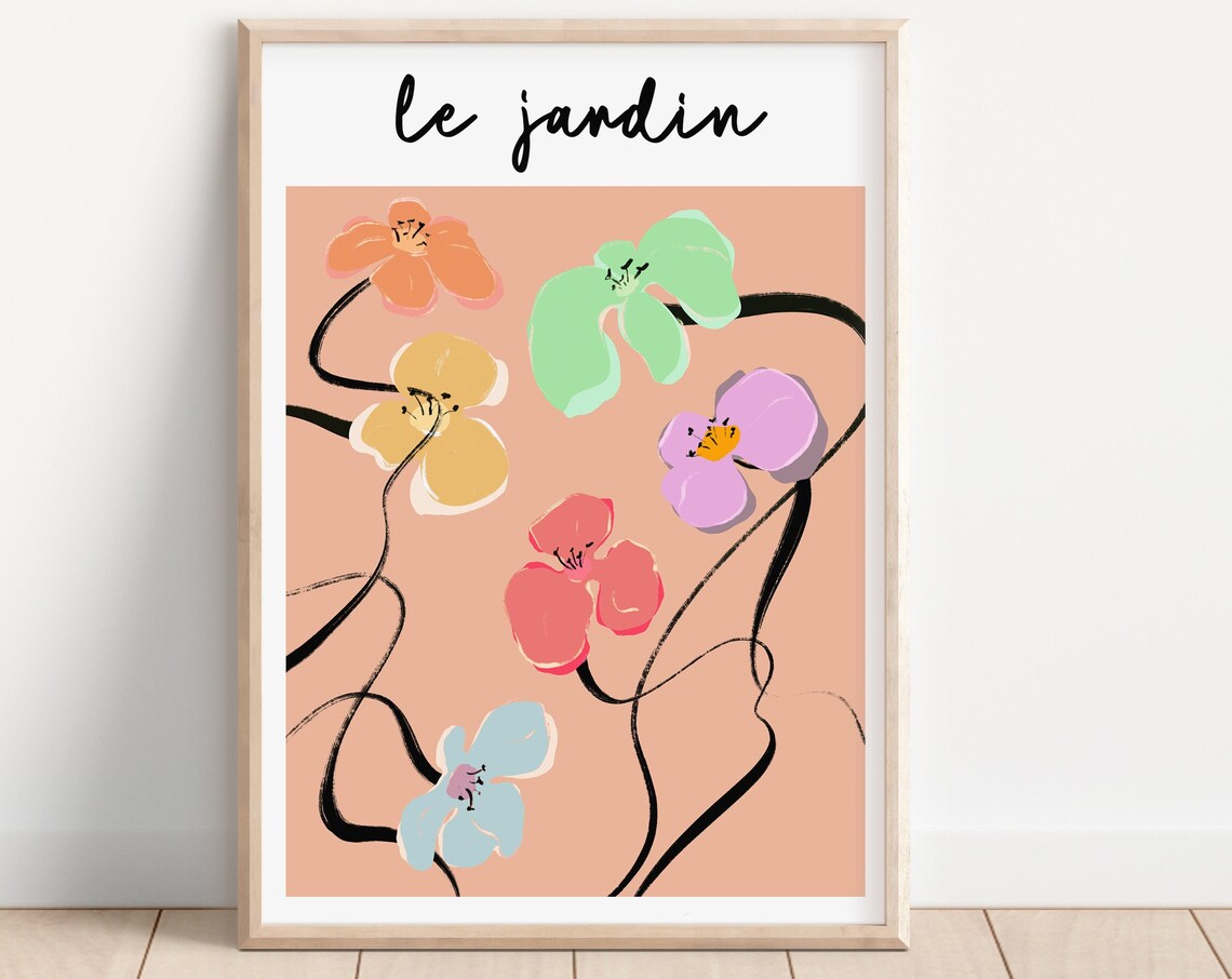 Le Jardin Flower Print Garden Flowers Wildflowers Floral Wall Art Bright Flowers Modern Pastel Flowers Flower Market Les Fleurs