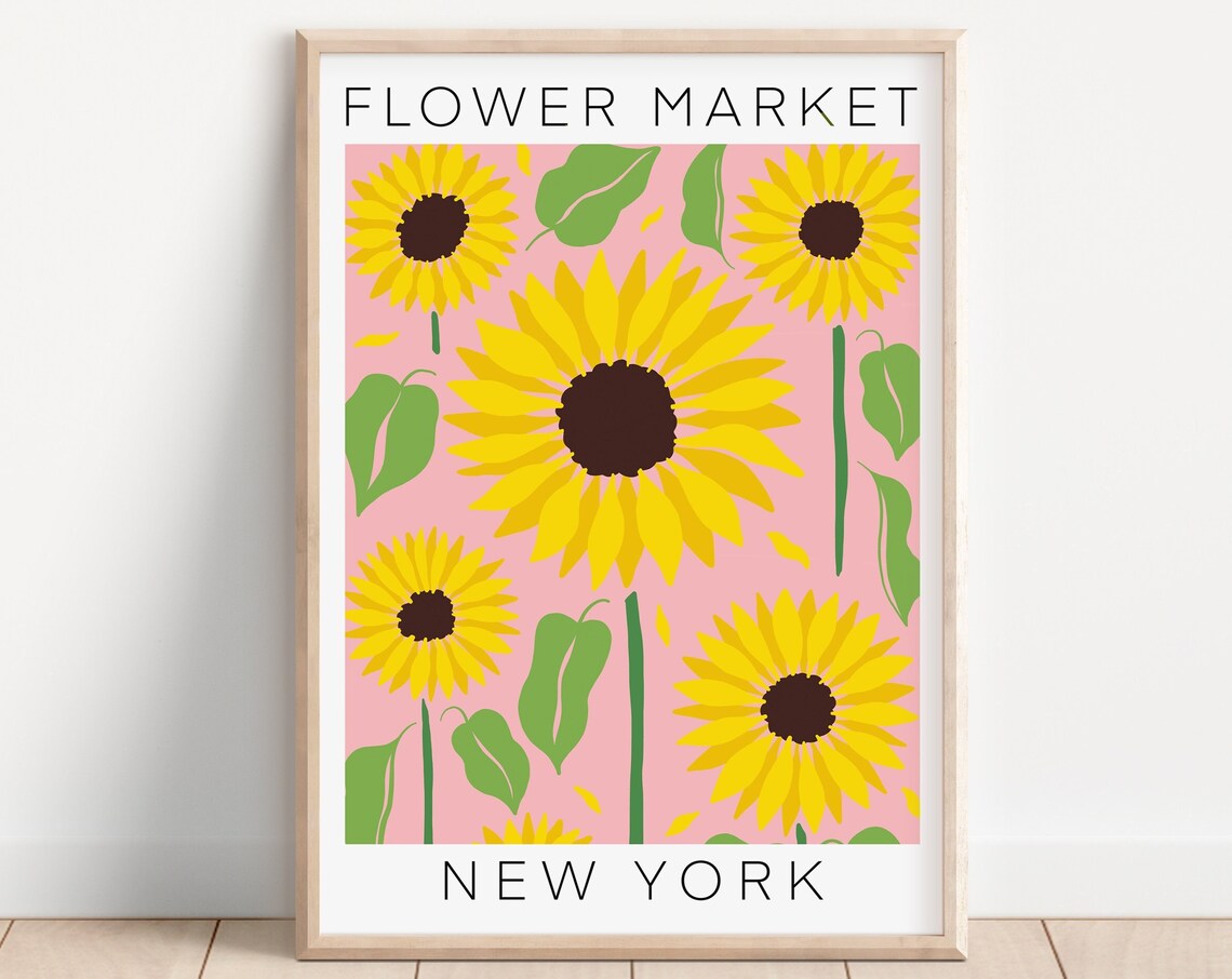 Flower Market New York Retro Floral Art Print