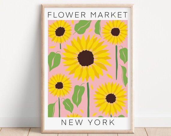 Flower Market New York Retro Floral Art Print
