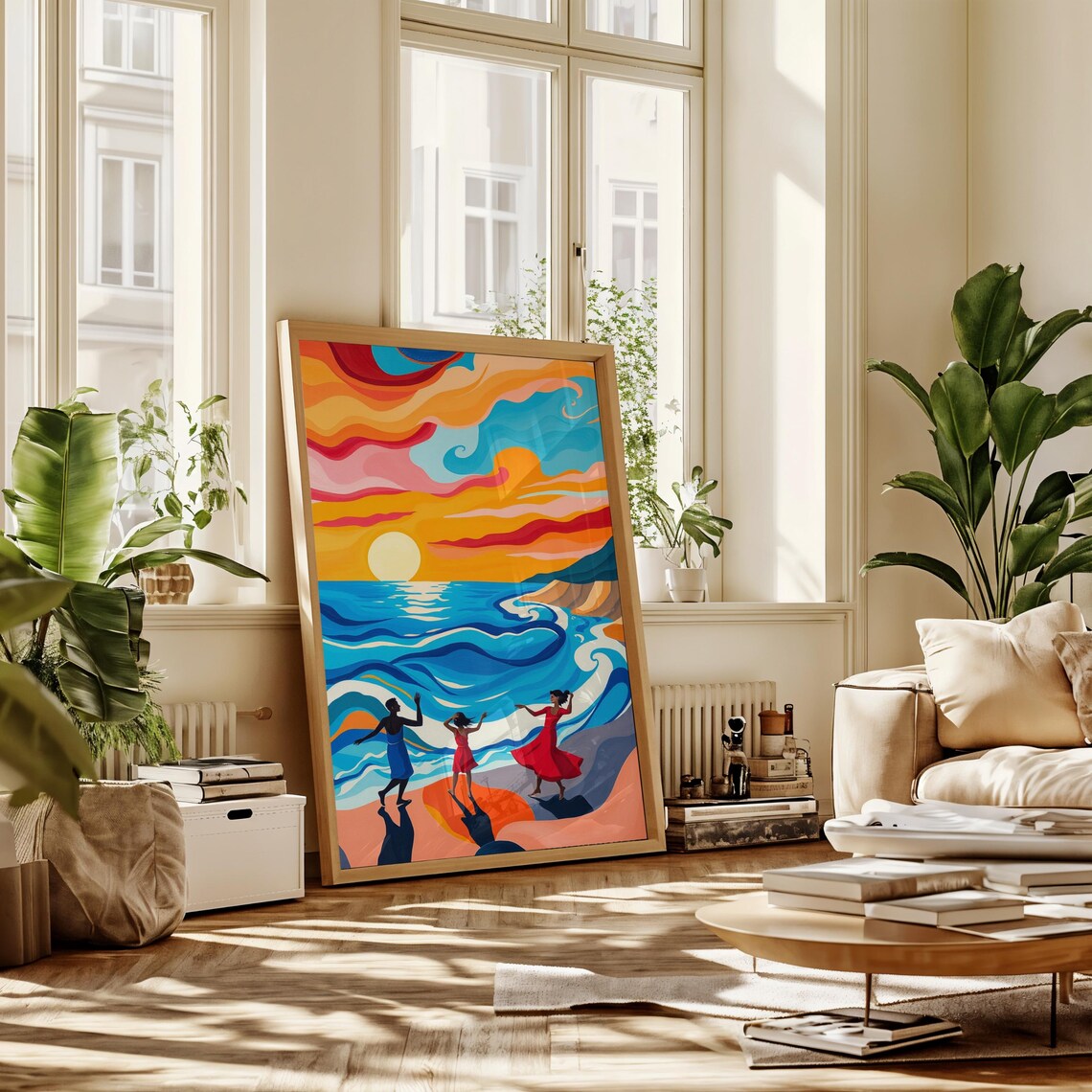 Matisse Inspired Beach Sunset Ocean Art Print - Image 2