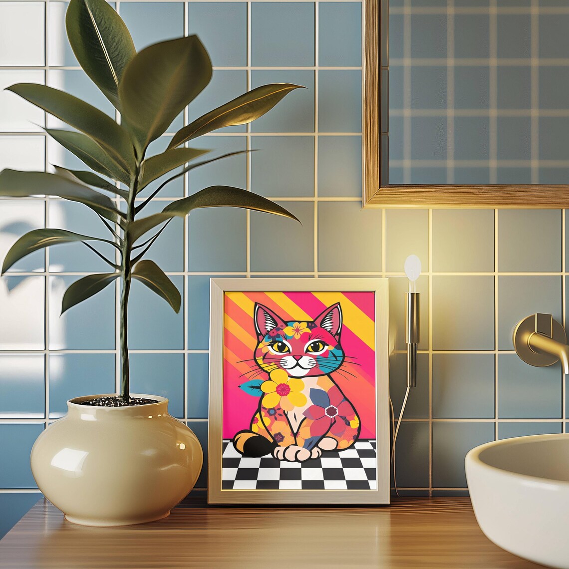 Colorful Pop Art Cat Print, Playful Kitty - Image 3