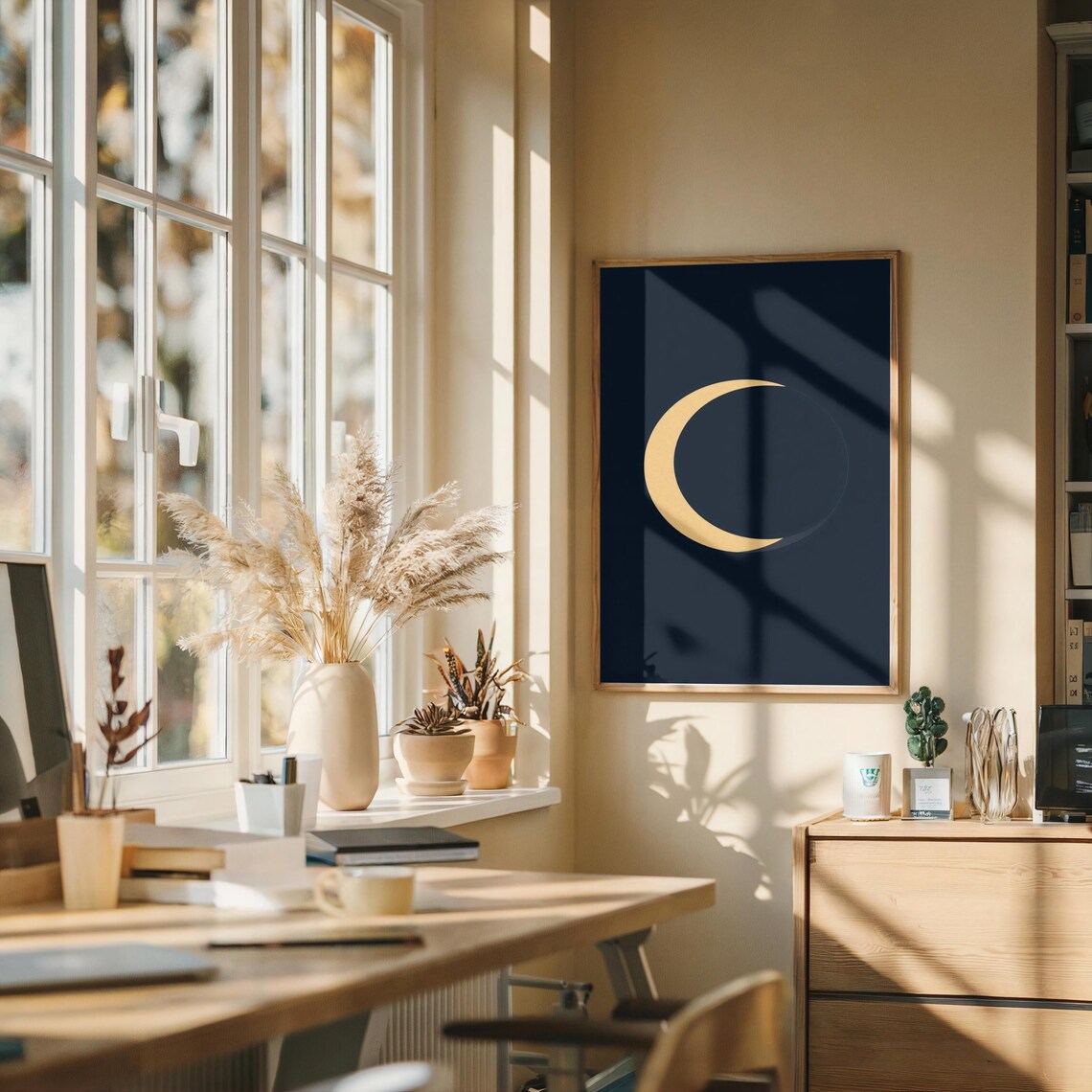 Minimal Crescent Moon Poster, Celestial Abstract - Image 2