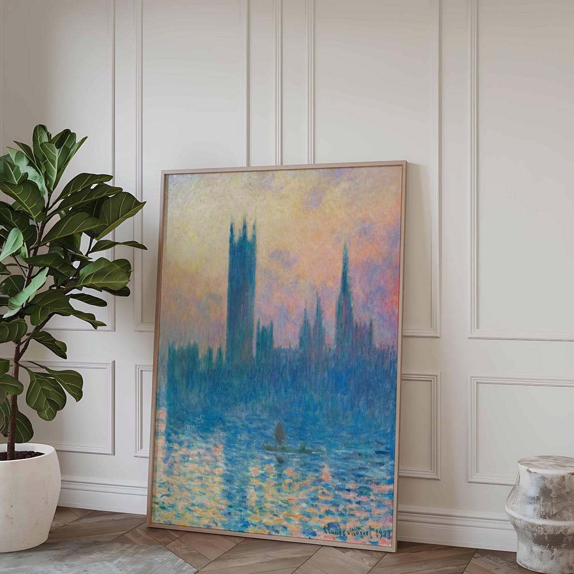 Claude Monet Vintage London Sunset Art Print - Image 2