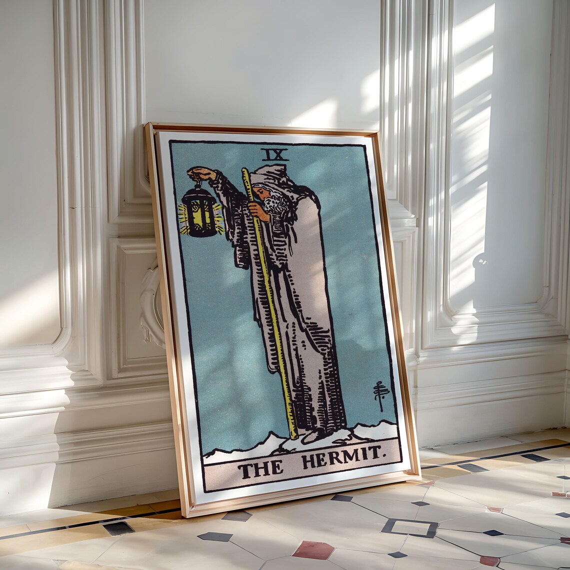 The Hermit Rider Waite Tarot Card Lantern Mystical Occult Vintage Art Poster - Image 4