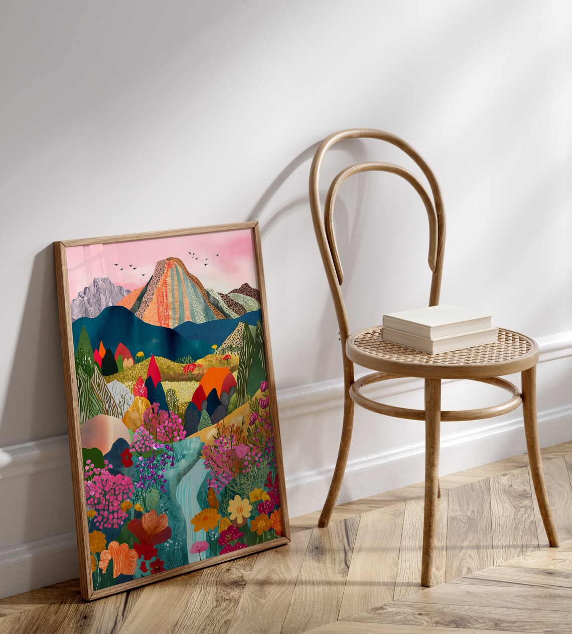 Abstract Mountain Artwork, Colorful Patchwork Print - Image 3