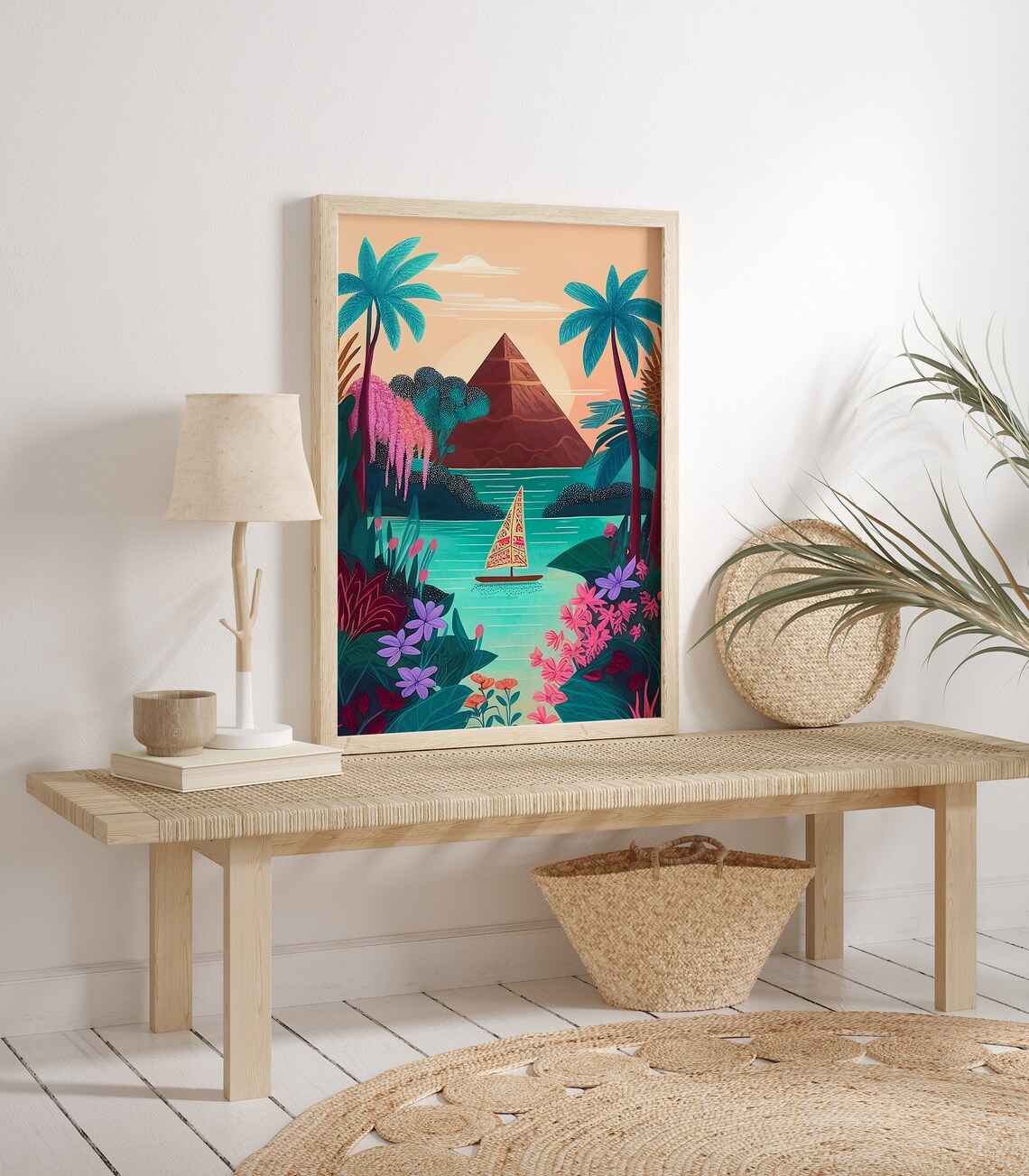 Nile River Pyramid Art Print, Egyptian Travel Illustration - Image 2