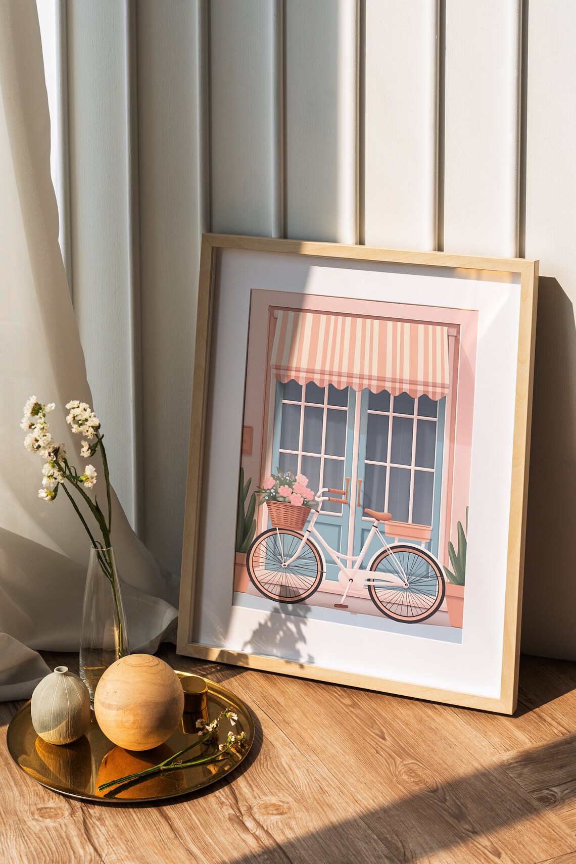 Pink Bicycle Floral Travel Poster, NYC Art - Image 2
