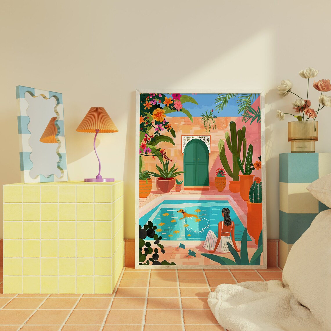 Marrakech Riad Illustration, Moroccan Travel Poster - Image 3