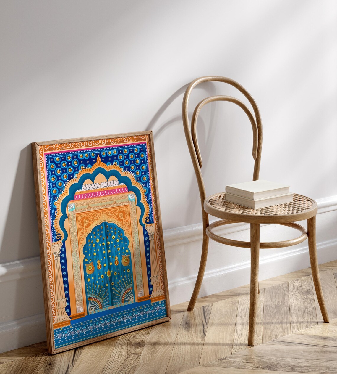 Ornate Indian Palace Door Gold And Blue Mughal Arch Art Print - Image 3