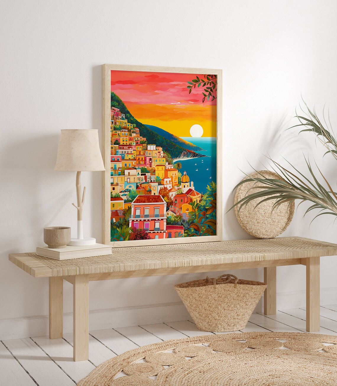 Positano Illustration Art Print, Amalfi Coast Sunset - Image 3