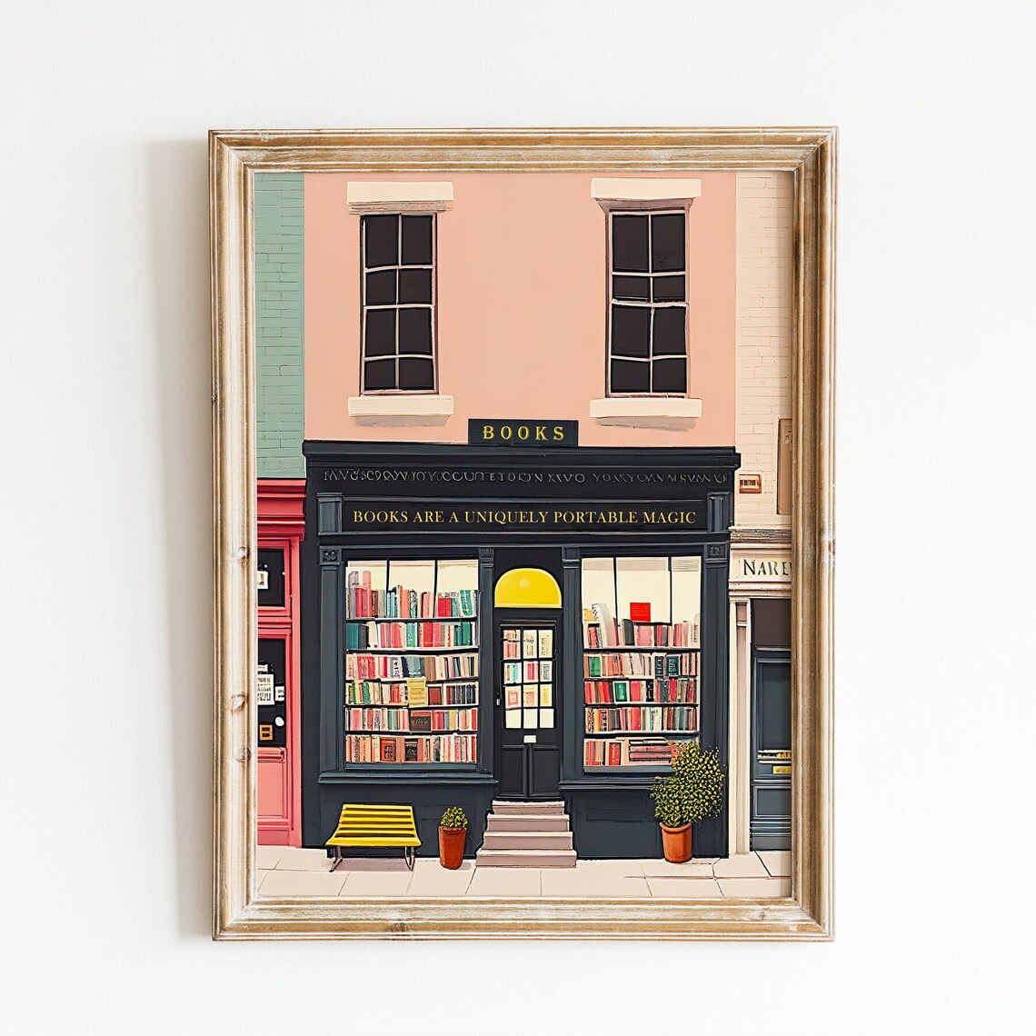 New York Bookshop Illustration, Reading Art Print