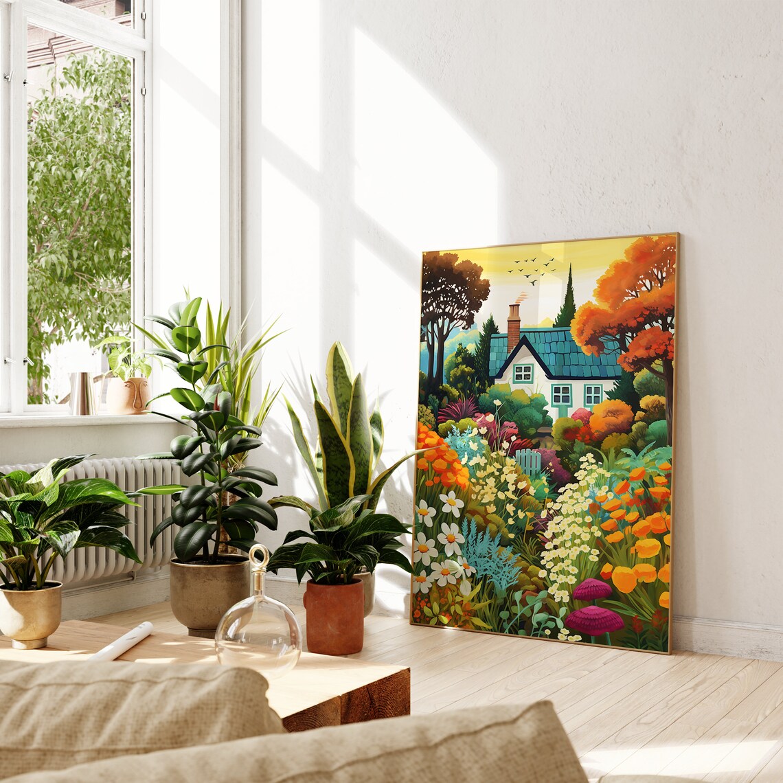 Autumn Cottage Garden Illustration Art Print - Image 2