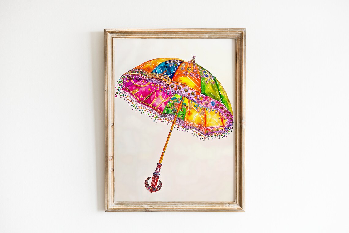 Thrissur Pooram Umbrella Illustration Art Print