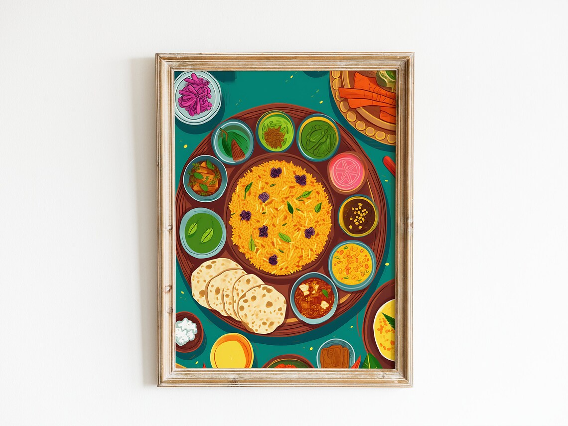 Indian Food Art, Kitchen Food Illustration Print