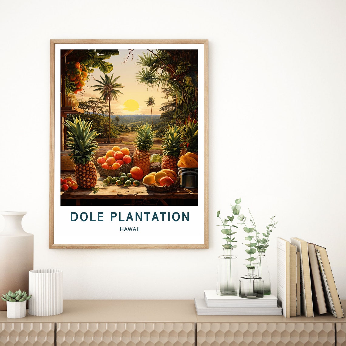 Dole Plantation Hawaii Pineapple Tropical Fruit Vintage Travel Poster - Image 2