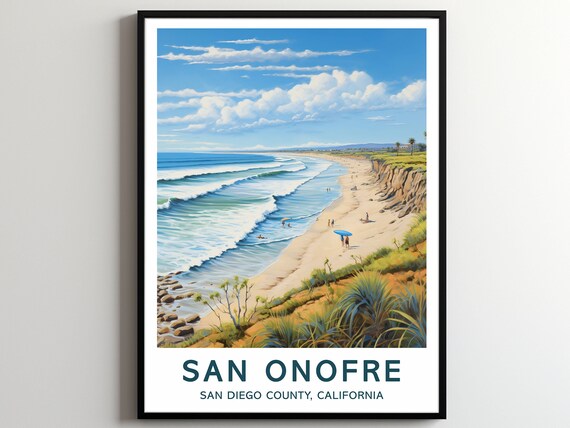 San Onofre Travel Print Wall Art San Onofre Surf Poster San Onofre Surfing Print San Diego County Art Poster