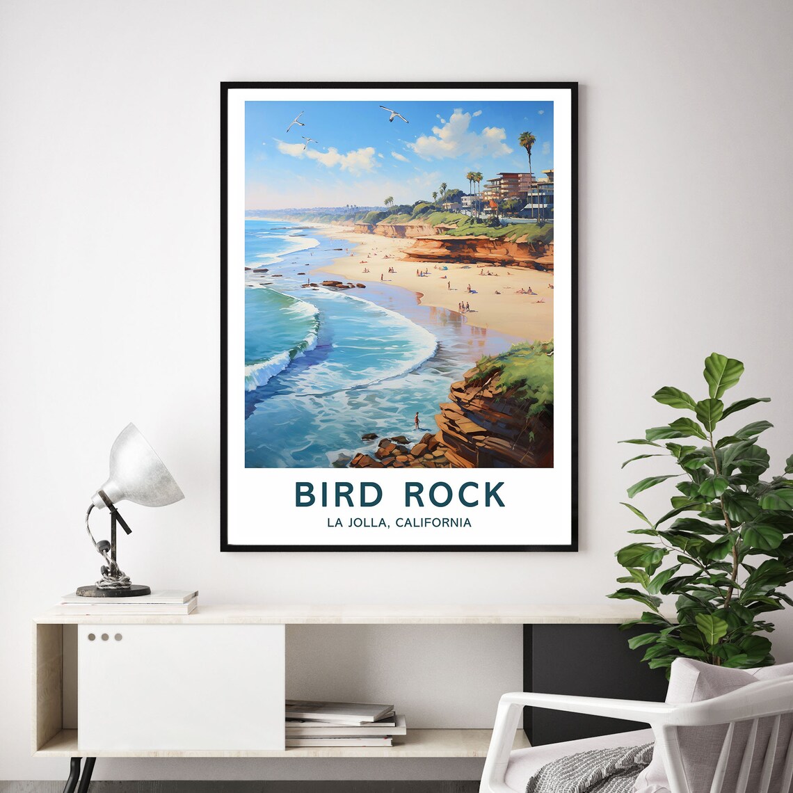 Bird Rock La Jolla California Coastal Cliffs Ocean View Poster - Image 2