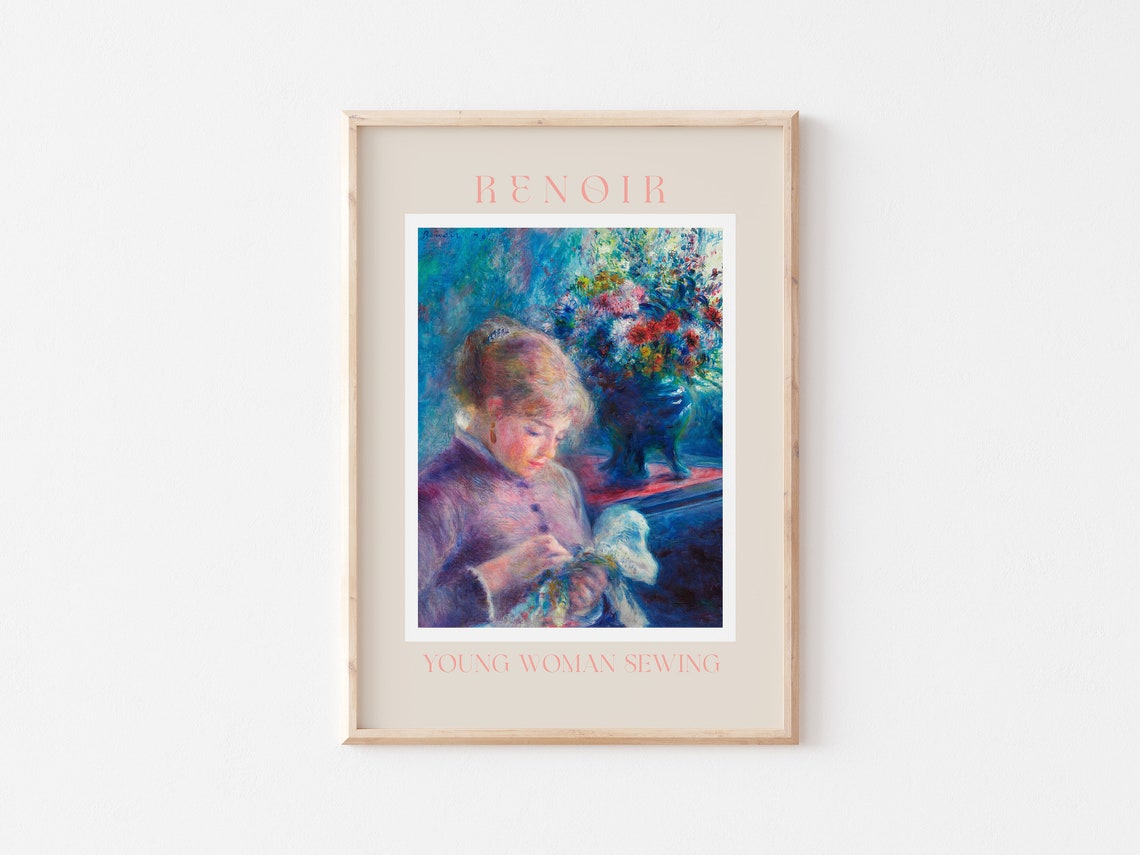 Auguste Renoir Young Woman Sewing Quiet Interior Scene Poster - Image 3