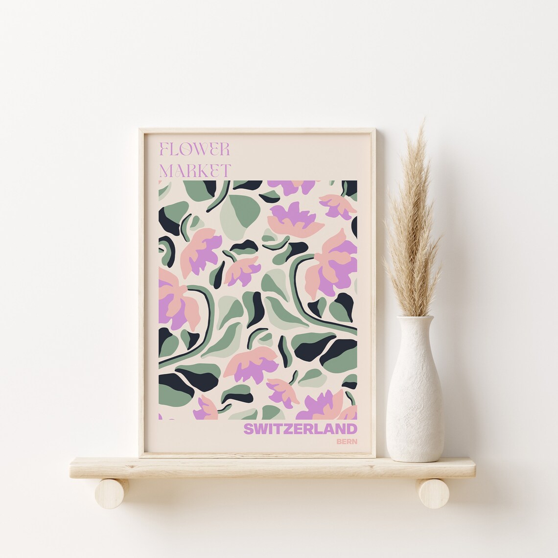 Switzerland Flower Market Poster Bern Purple Sage Floral Artwork - Image 3
