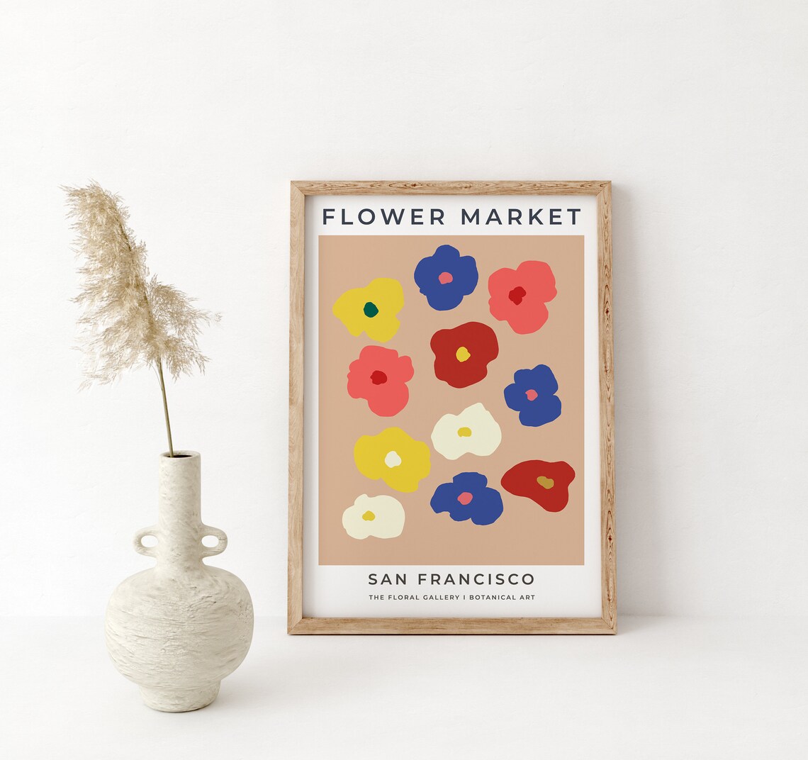 San Francisco Flower Market Tan Botanical Art Poster For Kitchen Wall Decor - Image 2