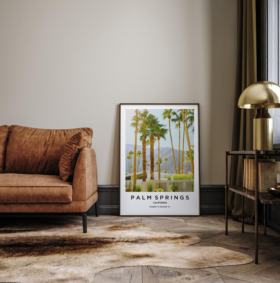 Palm Springs California Tall Palm Trees Mid Century Desert Home Poster - Image 3