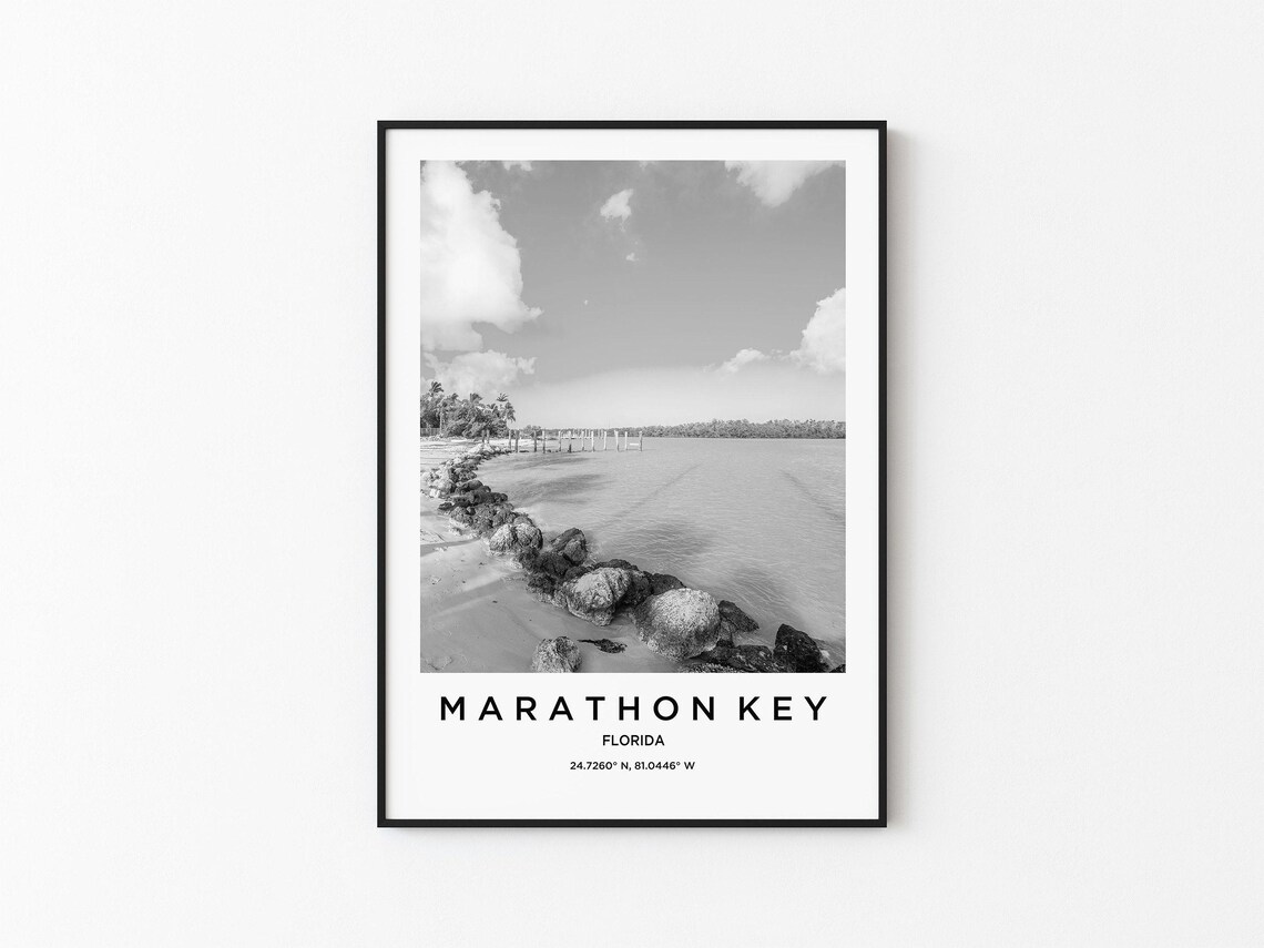Marathon Key Travel Poster, Map Art Print
