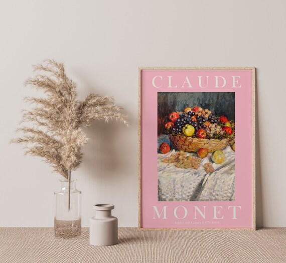 Claude Monet Apples and Grapes Harvest Fruit Still Life Pink Poster