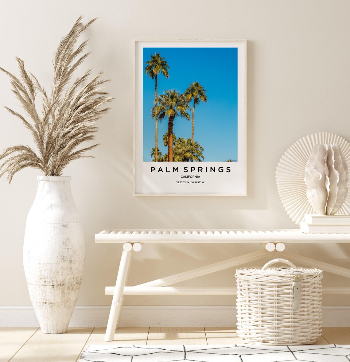 Palm Springs California Palm Trees Blue Sky Desert Travel Poster - Image 3