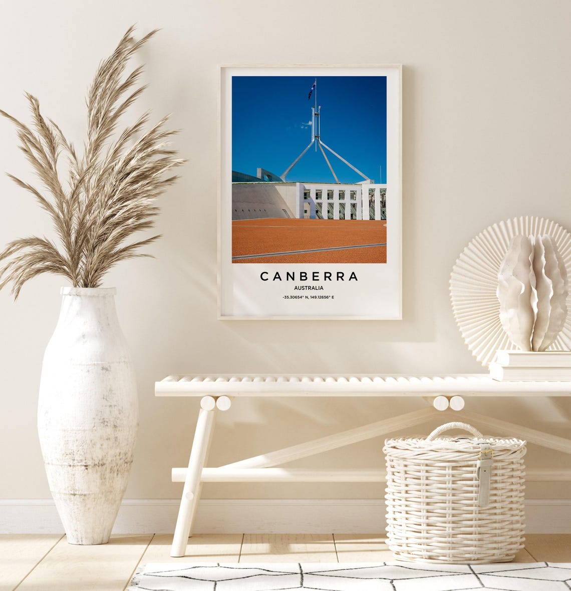 Canberra Australia Parliament House Flagpole Blue Sky Photo Poster - Image 3
