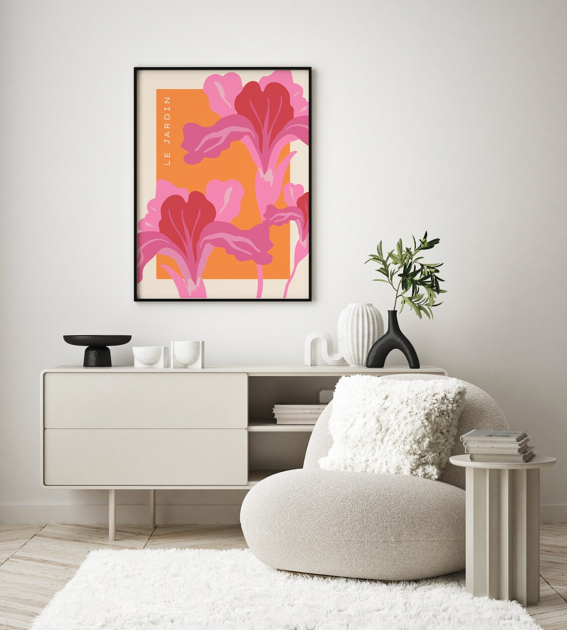 Le Jardin Pink Orange Iris Floral Art Poster For Vibrant Living Room Decor - Image 2
