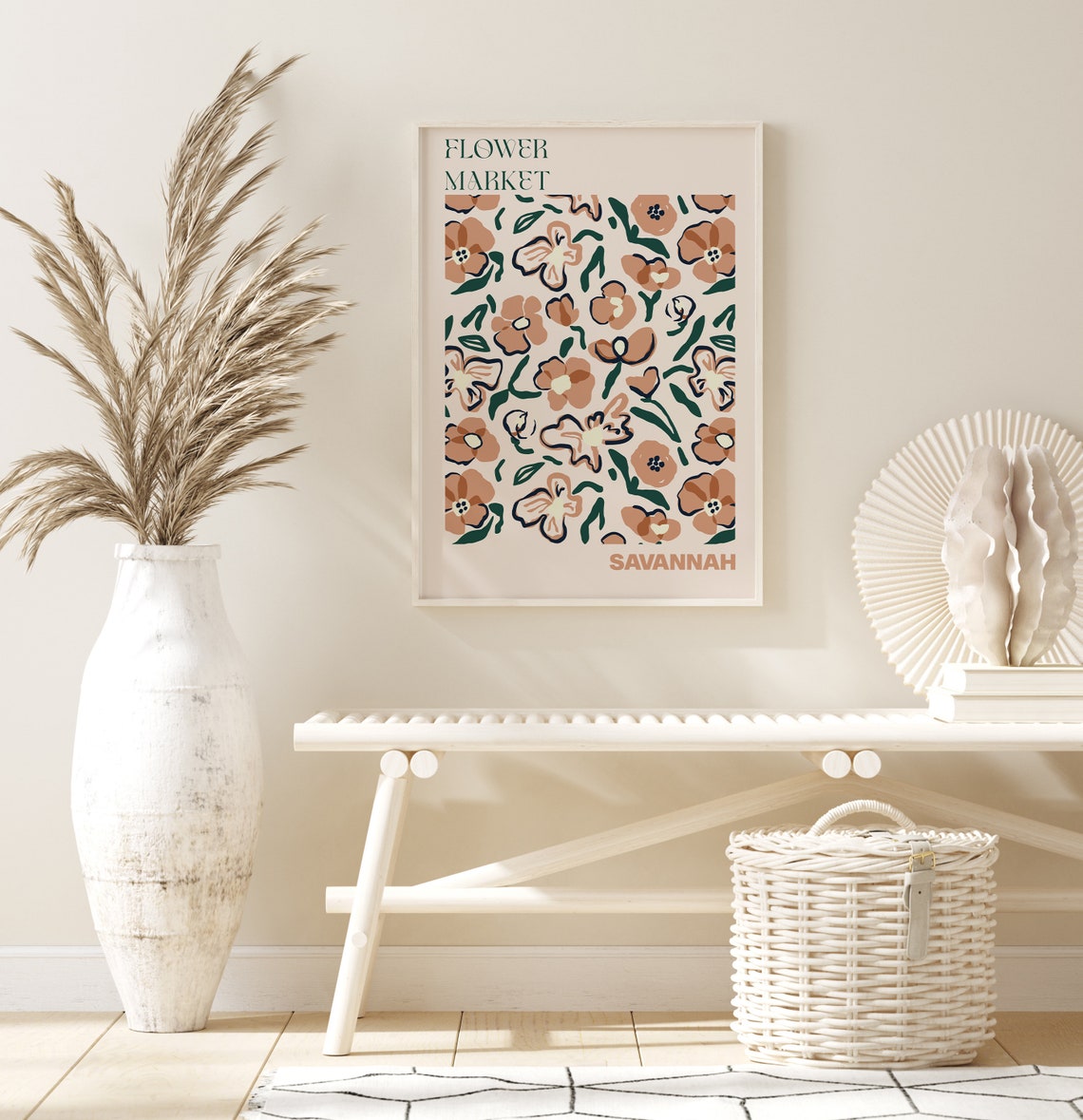Savannah Flower Market Terracotta Poppy Pattern Travel Poster - Image 2