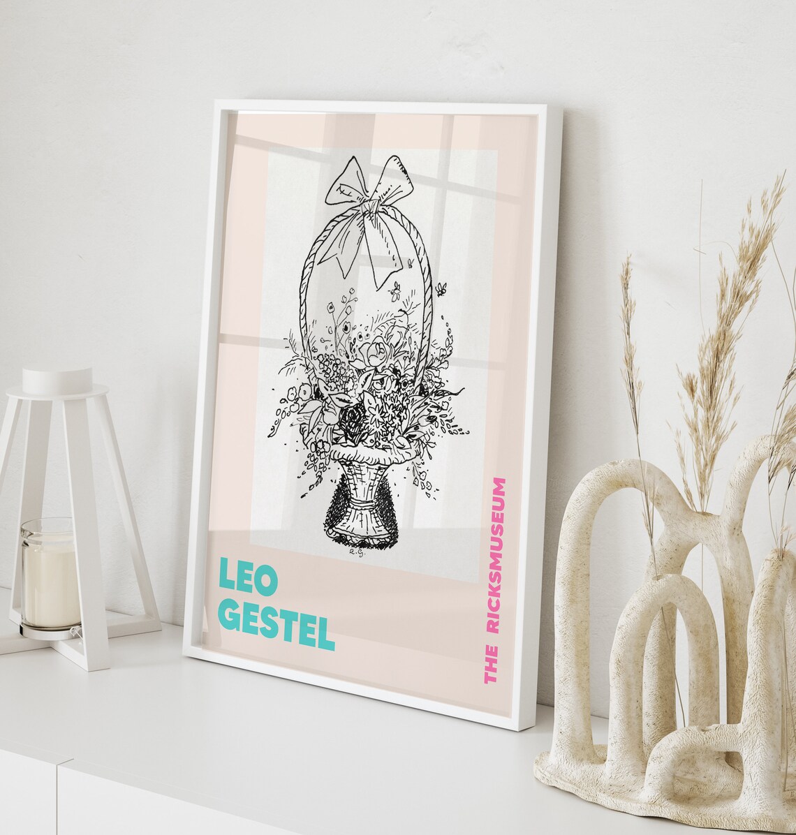 Leo Gestel Line Art, Basket With Flowers Poster - Image 3