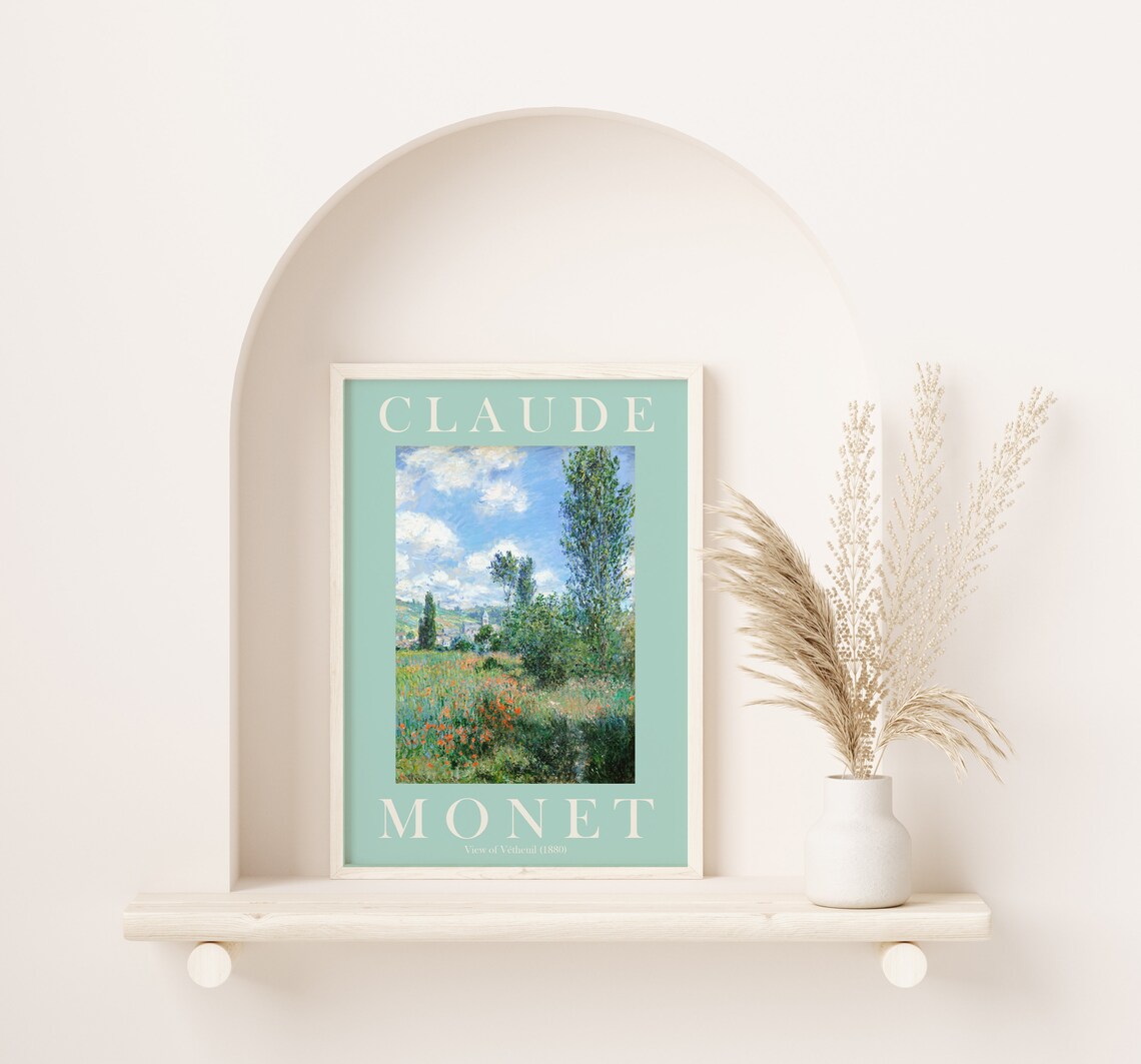 Claude Monet View of Vetheuil 1880 Poppy Field Landscape Poster - Image 3
